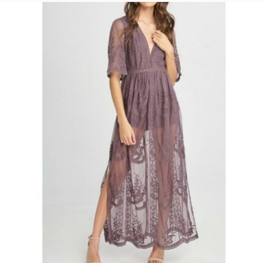 Midnight Lace Maxi Romper
